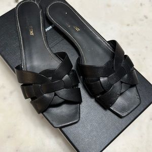 Authentic YSL Saint Laurent Maine Nero Sandals